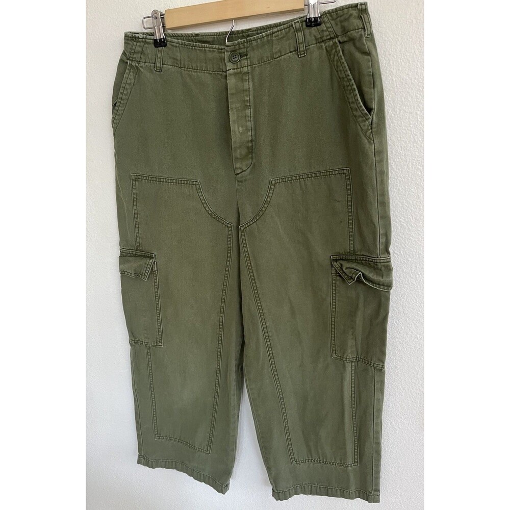 Universal Thread Wide Leg Cargo Pants Womens Sz 10 Olive Green Utility